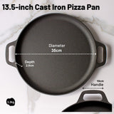 NNEDSZ 13.5" 35cm Pre-Seasoned Cast Iron Pizza Baking Pan Cooking Griddle Stove Oven Grill Campfire