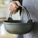 NNEDSZ 29cm Cast Iron Sukiyaki Iron Pot Japanese Shabu Shabu Pot Pan Stockpot Wooden Lid Home Camping Picnic