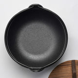 NNEDSZ 29cm Cast Iron Sukiyaki Iron Pot Japanese Shabu Shabu Pot Pan Stockpot Wooden Lid Home Camping Picnic