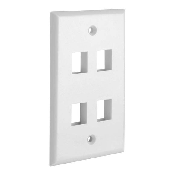 NNEDSZ 4 Port QuickPort outlet Wall Plate face plate, four Gang White