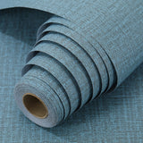 NNEDSZ 61cm x 10m Green Wallpaper Decor Faux Grasscloth Paper Wall Paper Self Adhesive Removable Blue