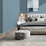 NNEDSZ 61cm x 10m Green Wallpaper Decor Faux Grasscloth Paper Wall Paper Self Adhesive Removable Blue