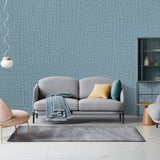 NNEDSZ 61cm x 10m Green Wallpaper Decor Faux Grasscloth Paper Wall Paper Self Adhesive Removable Blue