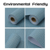NNEDSZ 61cm x 10m Green Wallpaper Decor Faux Grasscloth Paper Wall Paper Self Adhesive Removable Blue