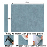 NNEDSZ 61cm x 10m Green Wallpaper Decor Faux Grasscloth Paper Wall Paper Self Adhesive Removable Blue