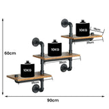 NNEDSZ Industrial Pipe Shelving Pipe Shelves Wall Mounted Decor Floating Shelves Retro Rustic Shelf for Bar Kitchen Living Room