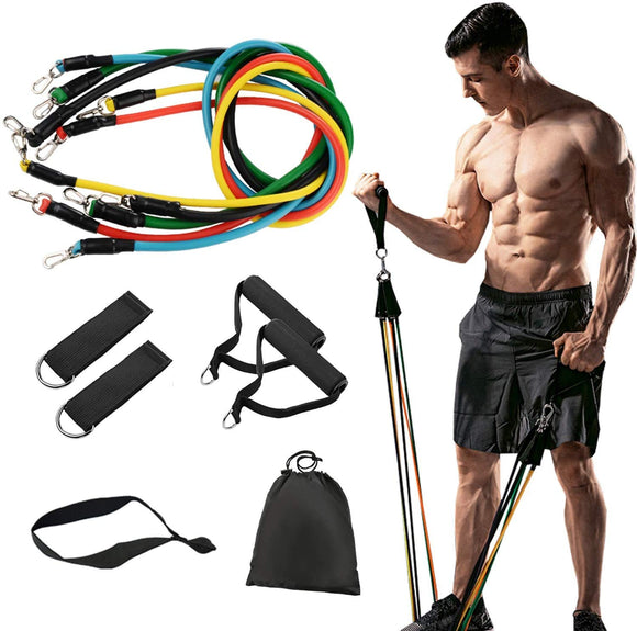 NNEDSZ 11 Pack Resistance Bands Stackable Exercise Bands Home Workouts Physical Therapy Gym Training