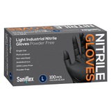 NNEDSZ Saniflex Light Industrial Black Nitrile Gloves 100 Pack - Large