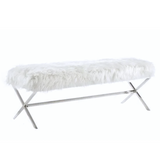 NNEDSZ Interior Ave - Oxley Fur Bench - White & Silver