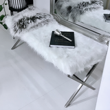NNEDSZ Interior Ave - Oxley Fur Bench - White & Silver