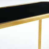 NNEDSZ Interior Ave - Designer Black Glass & Brushed Gold Console Table