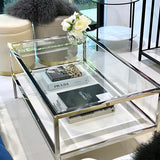 NNEDSZ Interior Ave - Vogue Coffee Table - White Marble Stone & Glass