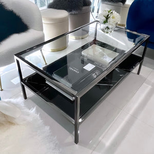 NNEDSZ Interior Ave - Vogue Coffee Table - Black Marble Stone & Glass