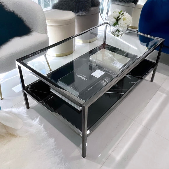 NNEDSZ Interior Ave - Vogue Coffee Table - Black Marble Stone & Glass