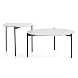 NNEDSZ Interior Ave - Bianco Nested Coffee Table Set - White Marble Stone