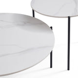 NNEDSZ Interior Ave - Bianco Nested Coffee Table Set - White Marble Stone