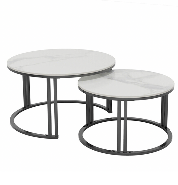 NNEDSZ Interior Ave - Premier Nested Coffee Table Set - White Marble Stone