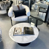 NNEDSZ Interior Ave - Halo Two Piece Coffee Table Set - White Stone & Tempered Glass