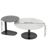 NNEDSZ Interior Ave - Halo Two Piece Coffee Table Set - White Stone & Tempered Glass