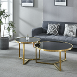 NNEDSZ Interior Ave - Designer Black Glass & Brushed Gold Coffee Table Set