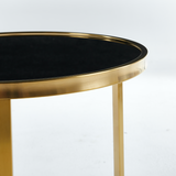 NNEDSZ Interior Ave - Designer Black Glass & Brushed Gold Coffee Table Set