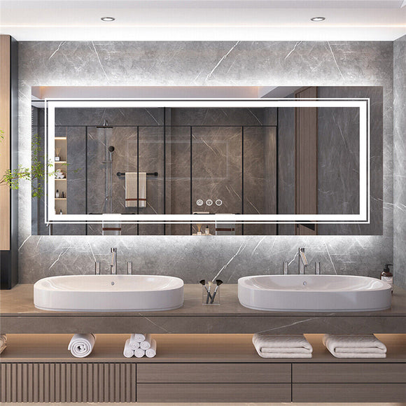 NNEDSZ Interior Ave - LED Rectangle Frameless Salon / Bathroom Wall Mirror - 120 x 80cm