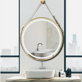 NNEDSZ Interior Ave - LED Round Hanging Salon / Bathroom Wall Mirror - Gold - 80cm