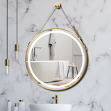 NNEDSZ Interior Ave - LED Round Hanging Salon / Bathroom Wall Mirror - Gold - 80cm