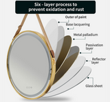 NNEDSZ Interior Ave - LED Round Hanging Salon / Bathroom Wall Mirror - Gold - 80cm