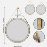 NNEDSZ Interior Ave - LED Round Hanging Salon / Bathroom Wall Mirror - Gold - 80cm
