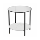 NNEDSZ Interior Ave - Cosmopolitan Two Tier Mix Side Table - Marble & Glass
