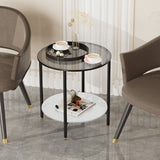 NNEDSZ Interior Ave - Cosmopolitan Two Tier Mix Side Table - Marble & Glass