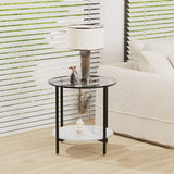 NNEDSZ Interior Ave - Cosmopolitan Two Tier Mix Side Table - Marble & Glass