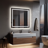 NNEDSZ Interior Ave - LED Square Frameless Salon / Bathroom Wall Mirror - 90 x 90cm