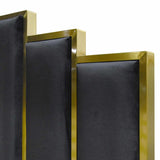 NNEDSZ KING Black Velvet Gas Lift Storage Bedframe Golden Frame