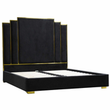 NNEDSZ KING Black Velvet Gas Lift Storage Bedframe Golden Frame