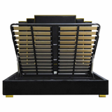 NNEDSZ KING Black Velvet Gas Lift Storage Bedframe Golden Frame