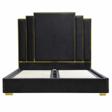 NNEDSZ KING Black Velvet Gas Lift Storage Bedframe Golden Frame