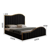 NNEDSZ Queen Size Black Velvet Fabric Golden Metal Storage Elegant Luxury Bedframe