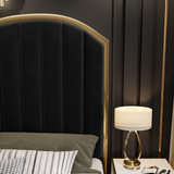 NNEDSZ Queen Size Black Velvet Fabric Golden Metal Storage Elegant Luxury Bedframe