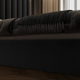 NNEDSZ Queen Size Black Velvet Fabric Golden Metal Storage Elegant Luxury Bedframe