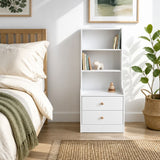 HYGGO Bedside Table Drawer Nightstand Bedroom Cabinet Warm White 3-Shelf Storage Unit