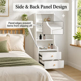 HYGGO White Nightstand Bedside Table with Drawers Minimalist Tall Bookshelf Cabinet