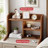 HYGGO Bedside Table Drawer Nightstand Multi-Compartment Storage Reddish-Brown 70cm