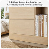 HYGGO Light Wood Bedside Table Drawer Nightstand Open Shelf Storage Tray Nordic 70cm