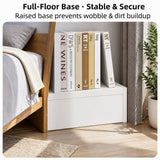 HYGGO White Nightstand Drawer Shelf Storage Tray Wooden Knob Bedside Table Minimalist