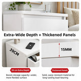 HYGGO Bedside Table Drawer Nightstand Warm White Triple Drawer Finger Pull Modern