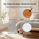 HYGGO Vintage Bedside Table Walnut Nightstand Drawer Open Shelf White Knob 48cm
