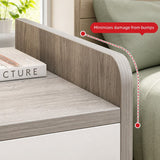 HYGGO Two-Tone Bedside Table Nightstand Light Gray White Drawers Wooden Knobs