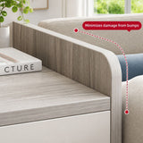HYGGO Bedside Table Drawer Nightstand Light Gray Wood Grain 3 Drawers Wooden Knobs